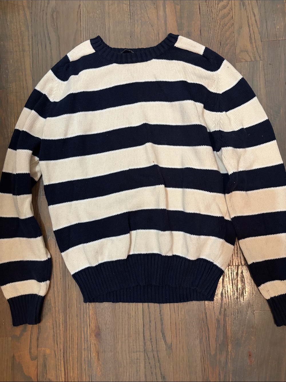 Brandy Melville Navy & Cream Striped Crewneck Sweater